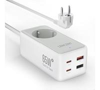 LENCENT Caricabatterie USB C, GaN3 Tech Caricatore Multiplo 65W con 1 Presa CA + 4 Porte USB, Ricarica Rapida PD per iPhone, iPad, MacBook, Galaxy, Huawei, Switch, Steam Deck, Bianco