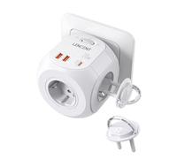 LENCENT Ciabatta a Cubo con USB Ricarica Rapida, 4000W Presa Elettrica con 4 Prese AC e 3 USB, Multipresa Elettrica con Interruttore, Presa Multipla con 2 Coperchi Antipolvere per Cucina e Ufficio