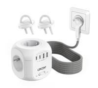LENCENT Ciabatta da 4 Prese Schuko 8 in 1 Multipresa a Cubo con Spina Piatta