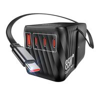 LENCENT GaN 85W Adattatore Universale da Viaggio con Cavo USB C Retrattile