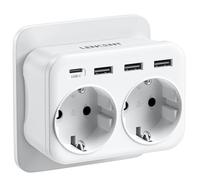 LENCENT Ladron - Presa 4000 W, 6 in 1, 2 prese CA, 3 USB e 1 tipo C, multipla parete, caricatore per cellulare, adatto per famiglia, cucina e ufficio