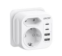 LENCENT Presa Elettrica da Muro, 6 in 1 Multpresa Salvaspazio da Parete con 2 USB-C e 2 USB-A, Spina Europa per Casa, Ufficio, Viaggio, Caricatore Presa per Telefono Cellulare e iPad, ecc.