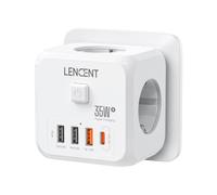 LENCENT Presa Mutlpla USB a Cubo con Ricarica Rapida PD35W Multipresa 4000W | Presa Schuko da Parete 4000W 16A, Multipresa Elettrica con Interruttore per Ufficio Cucina Casa Viaggio