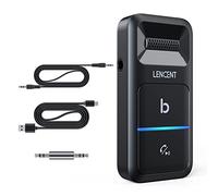 LENCENT Ricevitore Bluetooth 5.0, Adattatore Bluetooth Aux Cancellazione Rumore con Jack 3.5 mm, Kit Auto Wireless, Chiamate in Vivavoce, per Auto/Casa Stereo/Auricolari Cablati/Altoparlanti, Nero