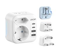 LENCENT Tipo D, G e M Adattatore da Viaggio Combinato con 2 USB-C e 2 USB-A, Spina Tipo G Pieghevole per Maldive, Adattatore Presa D M da Viaggio a Sri Lanka Sudafrica Botswana Namibia Zimbabwe Nepal