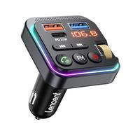 LENCENT Trasmettitore Bluetooth 5.0 per Auto, Musica Bluetooth Auto con Bassi Profondi e Suono Hi-Fi lossless, Ricarica Rapida Tipo-C PD 20W e QC3.0 18W, Supporto Disco U