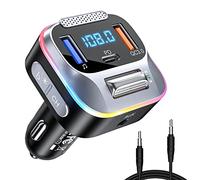 LENCENT Trasmettitore FM Bluetooth 5.0 per Auto, 20WPD+18WQC3.0 Caricatora USB da Auto, AUX Adattatore Bluetooth Radio Musica, Grande Microphone & HiFi Basso Suono, Chiamate Vivavoce e Assistente Siri