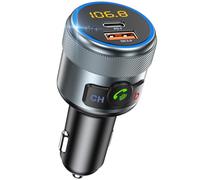 LENCENT Trasmettitore FM Bluetooth 5.1 Auto, Adattatore Bluetooth Auto Radio, Caircatore PD 20W & QC3.0 18W Ricarica Rapida, Lettore Musicale Hi-Fi Stereo Lossless & Bassi Profondi, Chiamata Vivavoce