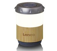 Lenco BTL-030BA lanterna Bluetooth con altoparlante, IPX4, 40h batteria, design in bambù, 3W RMS, luce LED regolabile, maniglia per trasporto, esterni, campeggio, giardino, Bluetooth 5.3