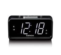 Lenco Radiosveglia con display a LED, 18 x 9,7 x 7,8 cm, nero, digitale, doppia sveglia, luce notturna, funzione di ricarica USB, alimentazione di rete