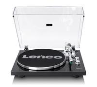 Lenco LBT-215BK Giradischi Bluetooth Vinili, Piatto in Metallo - Nero | Giradischi a cinghia con 2 velocità 33/45 RPM, porta USB, cartuccia Moving Magnet