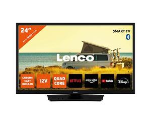 Lenco LED-2463BK - Smart TV Android da 24 pollici con adattatore per auto da 12 V, nero
