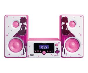 Lenco MC-020 Mini impianto audio domestico Rosa Bianco 10 W FM PLL Blu MC-020P
