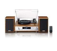 Lenco MC-160WD Impianto stereo con giradischi - Radio DAB+/FM, Bluetooth 5.0, codifica MP3 diretta da vinile su USB, trazione a cinghia, 3 velocità, altoparlanti in legno 2x10W, telecomando