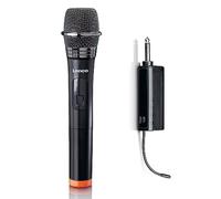 Lenco MCW-011BK - Microfono wireless, ricevitore 6,3 mm, ricevitore comune, festa karaoke, nero