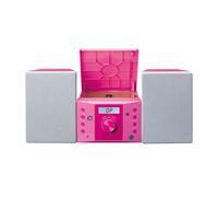 Lenco, Micro-catena Stereo CD Radio FM AUX-IN con Schermo LCD e Adesivi, Rosa