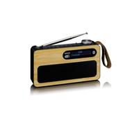 Lenco PDR-040 - Radio DAB+ portatile - Radio FM - con Bluetooth - Batteria integrata da 2000 mAh - 3 Watt RMS - Orologio e sveglia - in vero bambù - Nero