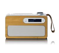 Lenco PDR-040EF radio DAB+ portatile con Bluetooth, FM, jack cuffie, sveglia, 20 stazioni memorizzabili, autonomia 16h, design in bambù, sostenibile, con orologio, per casa e viaggio