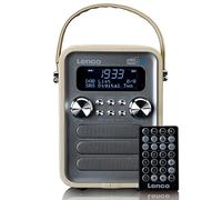 Lenco PDR-051 Radio portatile DAB+ Retro - PLL FM Radio con Bluetooth - Batteria integrata - 1800 mAh - Orologio e timer - 5 Watt RMS - Telecomando - Tortora