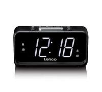 Lenco Radiosveglia con display a LED, 18 x 9,7 x 7,8 cm, nero, digitale, doppia sveglia, luce notturna, funzione di ricarica USB, alimentazione di rete