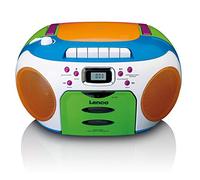 Lenco SCD-971 - Radio per bambini con CD, lettore cassette, altoparlante stereo, jack per cuffie, memoria di tracce, multicolore