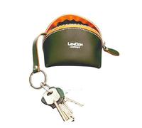 LenCon Incisioni Pochette Portamonete in Vera Pelle Artigianale, Borsellino Donna con Cerniera e Anello Portachiavi, Cuoio Fatto a Mano, Idea Regalo Personalizzabile - Verde