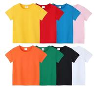Lengender 8 Pezzi T-Shirt per Bambini, Ragazzi e Ragazze, 100 % Cotone, a Maniche Corte, Girocollo, Unisex, Estate, 140