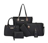 Lengender Borsa da donna Portatili a Mano 6PCS Bag Set Pelle PU Borsa a Tracolla Tote Borse Clutches Portafoglio Borsa Titolare della carta, Nero B