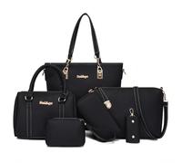 Lengender Borsa da donna Portatili a Mano 6PCS Bag Set Pelle PU Borsa a Tracolla Tote Borse Clutches Portafoglio Borsa Titolare della carta, Nero A