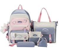 Lengender Kawaii - Zaini per il pranzo con astuccio per matite, borsa portamonete, borsa per ragazze e ragazze, 5 pezzi, blu, 46*30*18cm, Casuale