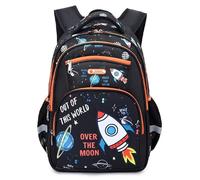 Lengender Ragazzo zaino di grande capacità bambini spazio razzo borsa scuola, Nero