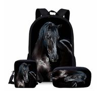Lengender Zaino per ragazzi, borsa scuola primaria zaino cavallo con borsa pasto astuccio per matite set borse scolastiche per bambini, b, 46*30*18cm