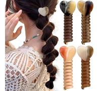 Lengxue 4 fasce per capelli a spirale con linea telefonica, a forma di cuore, decorative, dritte, non distruttive, per donne e ragazze