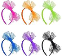 Lengxue 6 fasce per capelli in pizzo neon per donna, accessori per capelli di Halloween (6 colori)