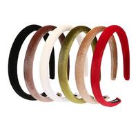 Lengxue 6 fasce per capelli in velluto da donna, imbottite, 1,7 cm, tinta unita, alla moda, (confezione da 6, taglia unica)