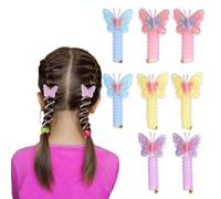 Lengxue 8 elastici per capelli a spirale con motivo a farfalla, per bambini e donne, spessi e diradati, accessori per capelli colorati