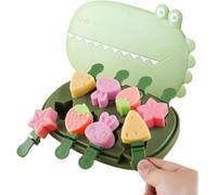 Lengxue Stampo per ghiaccio in silicone, forma di coniglio, fiore dei cartoni animati, mini stampo riutilizzabile con coperchio e bastoncino, facile da staccare, senza BPA (coccodrillo verde)