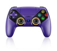 LENISUOLE Controller wireless per PS5/PlayStation 5 e PC, viola, gamepad Bluetooth con Turbo, sensore di movimento a 6 assi, pulsanti programmabili, illuminazione RGB, jack audio da 3,5 mm, batteria