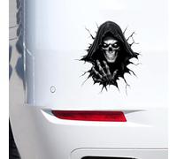 Leniutor 1 adesivo per auto con teschio mortale, adesivo double-face per finestra di Halloween, impermeabile, in vinile, per paraurti auto, camion, laptop, decorazione per porta (scheletro morte)