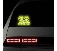 Leniutor 1 adesivo per auto Kids On Board, adesivo riflettente ad alta intensità per bambini, decalcomania impermeabile di avvertimento di sicurezza per paraurti e finestrini (verde fluorescente)