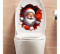 Leniutor Adesivi natalizi per copriwater autoadesivi, adesivi da parete per il bagno, con Babbo Natale, decalcomanie fai da te, rimovibili, impermeabili, per decorare il bagno (stile 4)