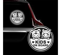 Leniutor Adesivo per auto con scritta "Kids on Board", riflettente ad alta intensità, impermeabile, in vinile, decalcomania per auto, adesivo per finestrini, paraurti, segnale di avvertimento, 20,4 cm