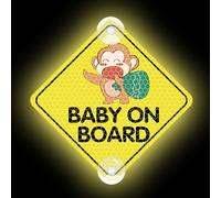 Leniutor Baby On Board - Ventosa per auto, altamente riflettente, double-face, per bambini a bordo, con scritta in lingua inglese "Kids On Board" (lingua italiana non garantita)