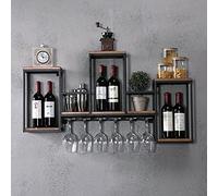 LENJKYYO Scaffale per vino con supporto in vetro, moderno, per vino, in legno, per cabinet, per vino, da appendere, 106 cm x 20 cm x 55 cm, montaggio a parete