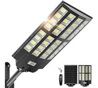 Lenlun 4200W Lampione Solare Led Esterno, 7000K Faretti solari a Led da Esterno con Sensore Movimento, IP66 Impermeabile Luci Solari da Giardino con Telecomando per Cortili, Vialetti, Stradale