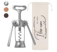 Lenmar Apribottiglie in acciaio inox dal design moderno - apribottiglie per tappi e tappi per vino e prosecco con sacchetto di lino idea regalo
