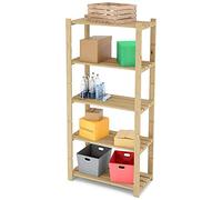 Lenmar Serie B Scaffale in legno di pino, legno beige chiaro, B-28, 170 x 90 x 40 cm, 5 ripiani, libreria, scaffalatura in legno, mensola da parete, mensola a 5 ripiani, per ufficio, soggiorno,