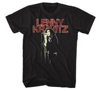 Lenny Kravitz - Distress Text - Stampa Frontale Nera T-Shirt Manica Corta Adulto