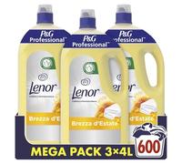 Lenor Ammorbidente Lavatrice Liquido Concentrato Professional, 600 Lavaggi, 12 Litri (3 X 4L), Brezza d'Estate, Dermatologicamente Testato, Per Uso Professionale