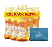Lenor Perle Profumate Bucato, Oro Fiori Vaniglia, 6x270g. | Intensificatore di profumo, mega formato + omaggio pochette